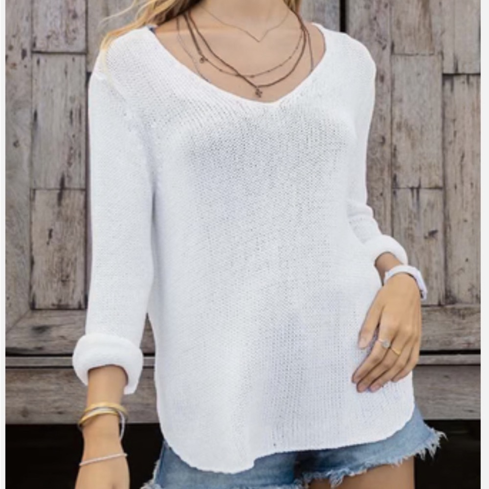 Wooden ships xs/s white cotton sweater